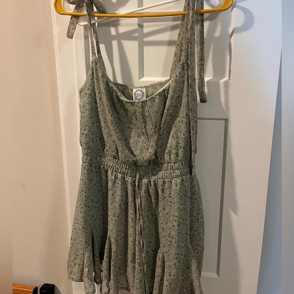 Blue Rain Gray Floral Romper